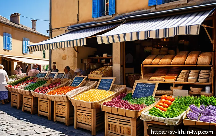 요리 기법 여행의 설계와 준비 과정 - A vibrant open-air market scene in Provence, France, bustling with local vendors selling fresh seaso...