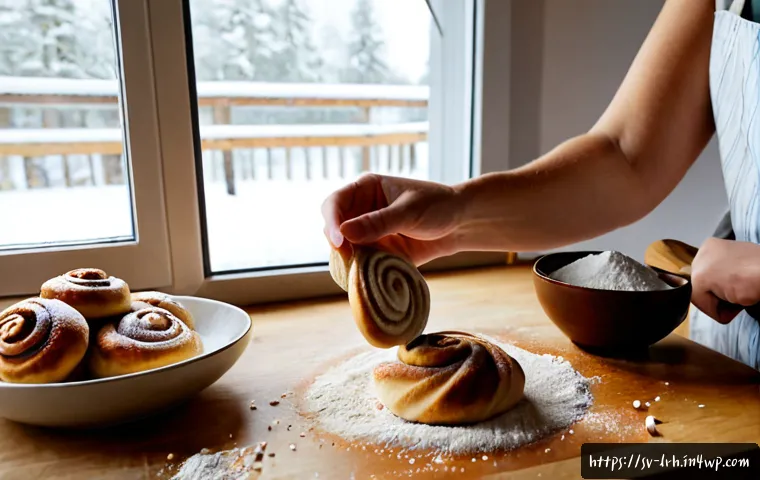Home 17 요리 기법 여행 사진으로 남기는 순간 - Photorealistic travel food photography in a bright Swedish countryside kitchen, a cheerful home cook...